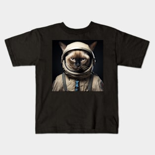 Astronaut Cat in Space - Siamese Kids T-Shirt